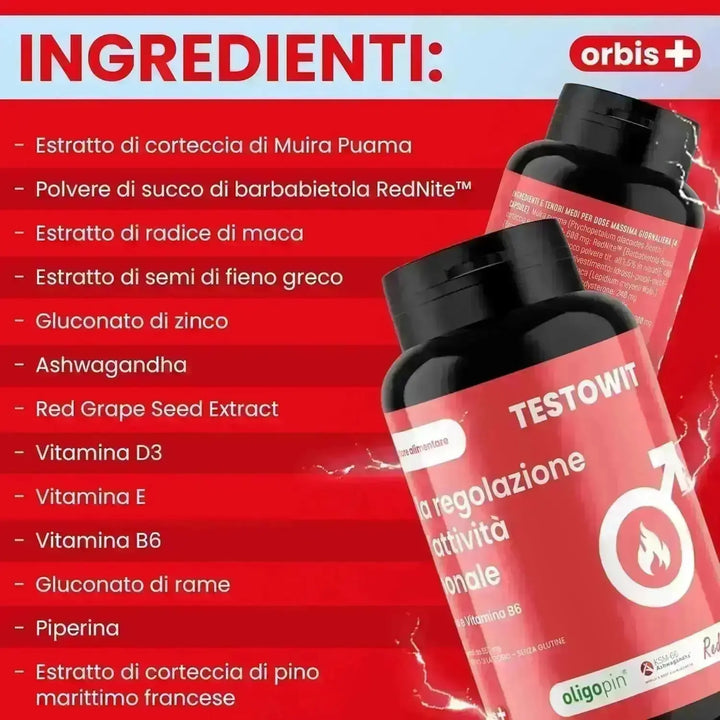 TESTOWIT - Regolazione ormonale 120 cps - 1+1 - ORBIS Lifestyle